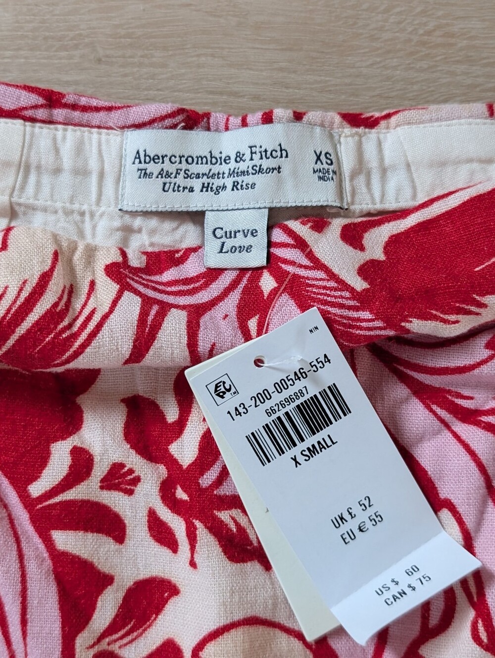 Abercrombie & Fitch Curvy Love Red Floral Skirt XS